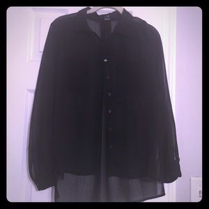 Black sheer button up